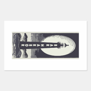 Bar Harbour Maine Lighthouse Moon Rectangular Sticker