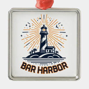 Bar Harbour Maine Lighthouse Sunrise Metal Ornament