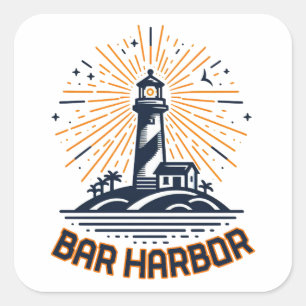 Bar Harbour Maine Lighthouse Sunrise Square Sticker