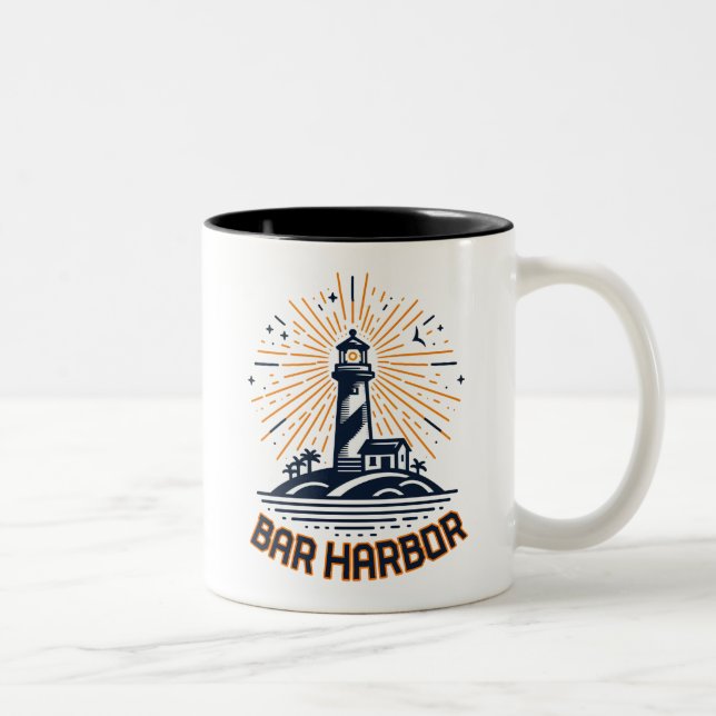 Bar Harbour Maine Lighthouse Sunrise Two-Tone Coffee Mug (Right)