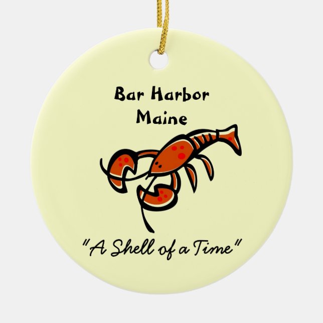 Bar Harbour Maine Lobster Ceramic Ornament (Front)