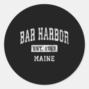 Bar Harbour Maine Me Established Sports Classic Round Sticker