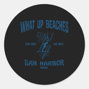Bar Harbour Maine Me Funny Vintage Beaches Tee Classic Round Sticker