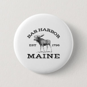 Bar Harbour Maine Moose Hiking Outdoors Acadia Nat 6 Cm Round Badge