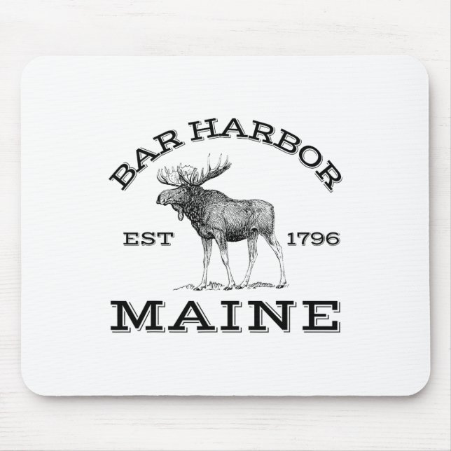 Bar Harbour Maine Moose Hiking Outdoors Acadia Nat Mouse Pad (Front)
