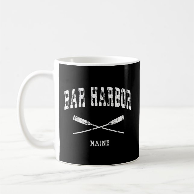 Bar Harbour Maine Nautical Crossed Oars Coffee Mug (Left)