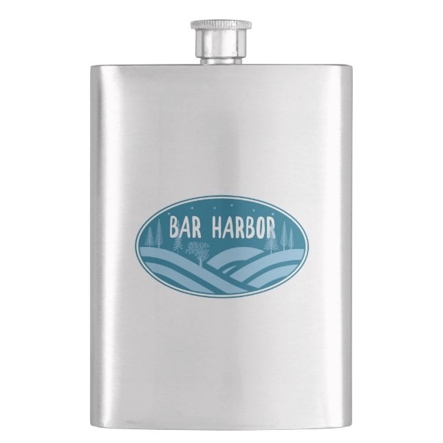 Bar Harbour Maine Outdoors Hip Flask (Front)