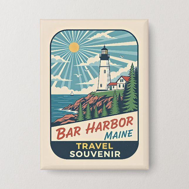 Bar Harbour, Maine Retro Lighthouse 1950s (Front)