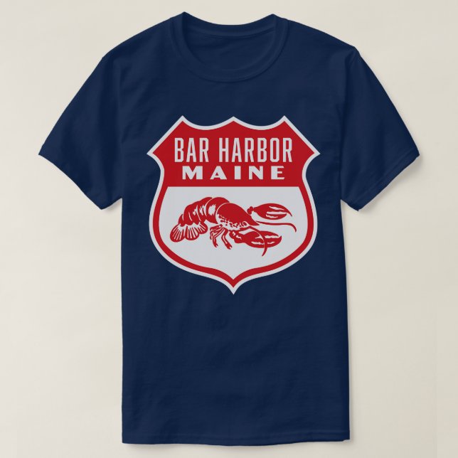 Bar Harbour Maine Retro  Shield Red T-Shirt (Design Front)