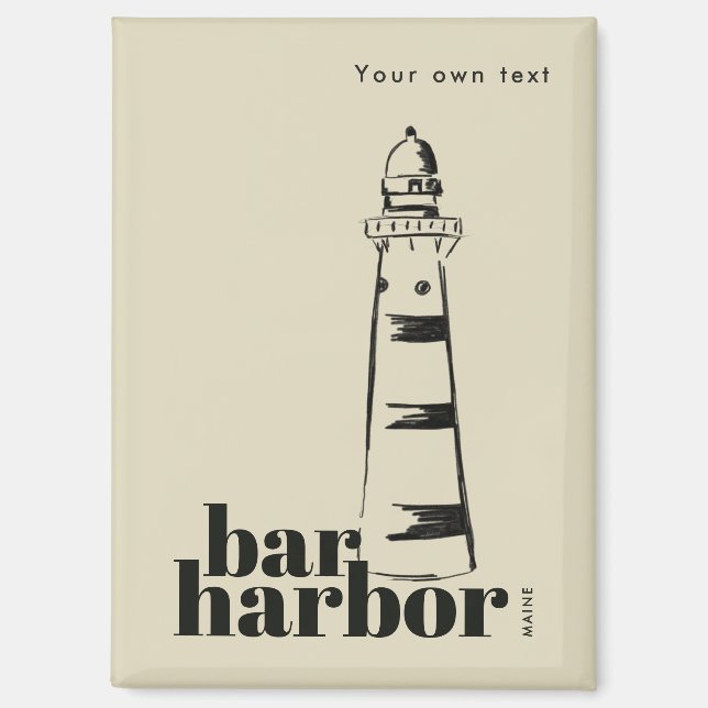 Bar Harbour Maine scribbled lighthouse  Magnet (Front)