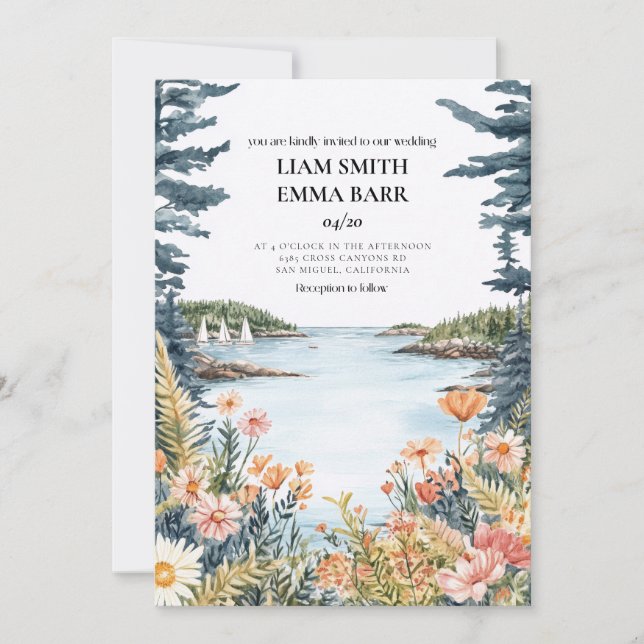 Bar Harbour Maine Wedding Invitation (Front)