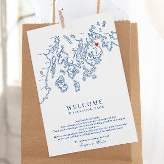 Bar Harbour Maine Wedding Welcome Itinerary Thank You Card