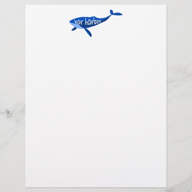 Bar Harbour Maine Whale Custom Letterhead (Front)