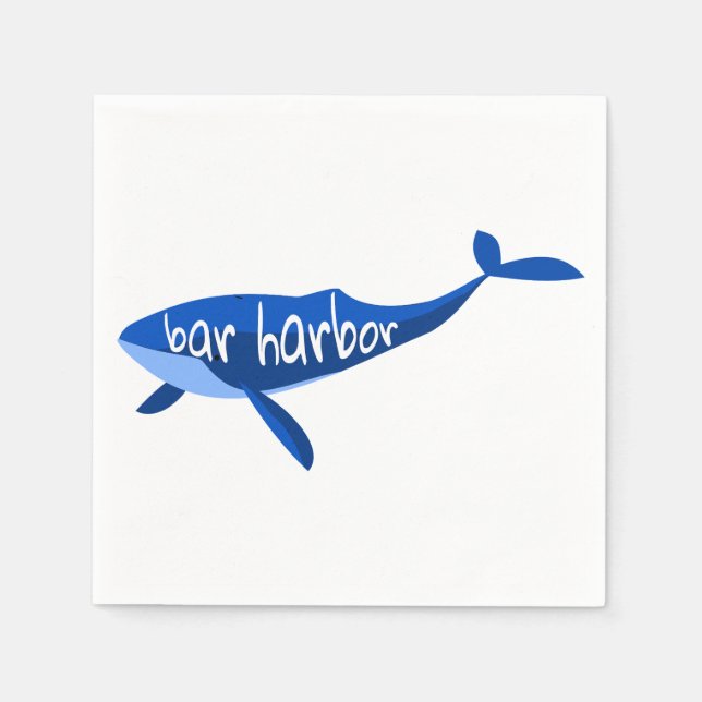 Bar Harbour Maine Whale Napkin (Front)