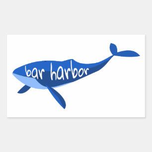 Bar Harbour Maine Whale Rectangular Sticker