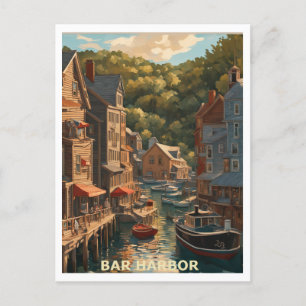 Bar Harbour ME Graphic Art Design Postcard