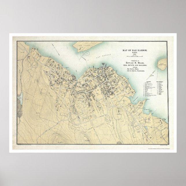 Bar Harbour, ME Plan Map 1896 Poster (Front)