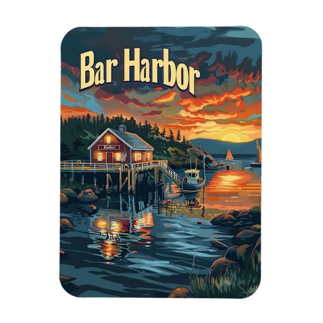 Bar Harbour Vintage Magnet (Vertical)