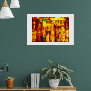 Bar Liquor Bottles Photograph Gold Yellow Poster