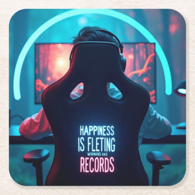 Bar Mat: Winning has Records Square Paper Coaster (Front)