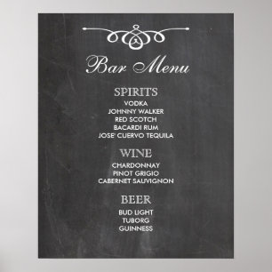 BAR MENU big sign chalkboard wedding bar