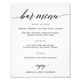 Bar Menu Choose Your Size Photo Print
