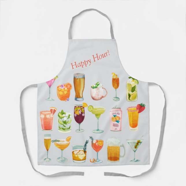 Bar Menu - Happy Hour Bar Tenders Apron (Front)