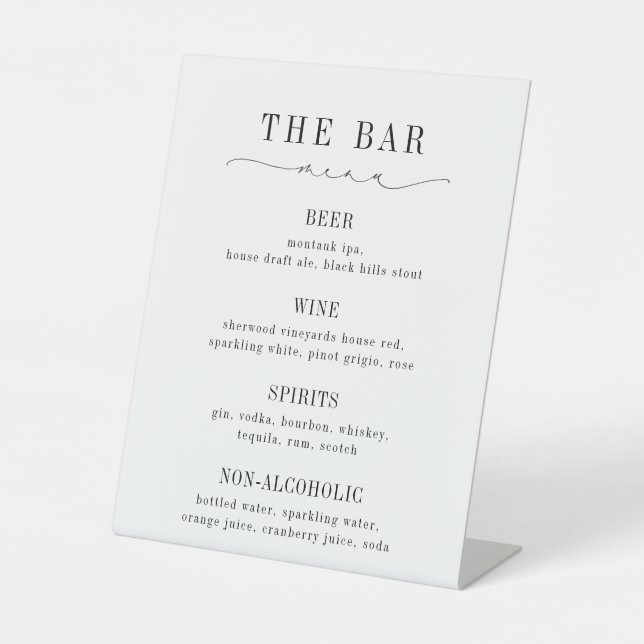 Bar Menu List Pedestal Sign (Front)