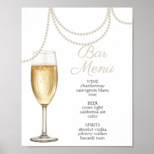 Bar Menu Pearls and prosecco bridal shower Poster