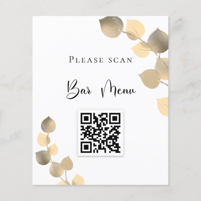 Bar menu QR code eucalyptus golden  (Front)