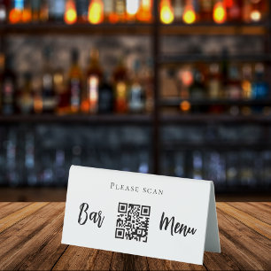Bar menu QR code typography white black