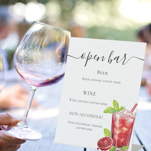 Bar menu red drink pedestal sign (Creator Uploaded)