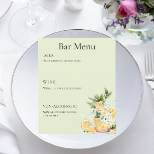Bar menu sage green lemonade