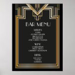 BAR MENU sign | Great Gatsby inspired wedding<br><div class="desc">Great idea for your parties and weddings! More options on: http://www.zazzle.com/designbyredline</div>