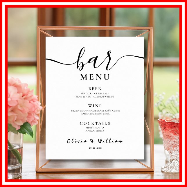 Bar Menu Wedding Calligraphy Elegant Drink Sign  (Creator Uploaded)