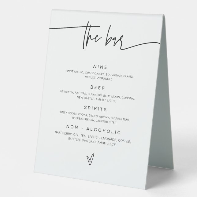 Bar Menu Wedding Drink Tent Sign Reception Decor (Front)