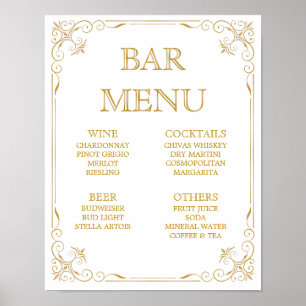 Bar Menu Wedding Sign   Gatsby Art Deco