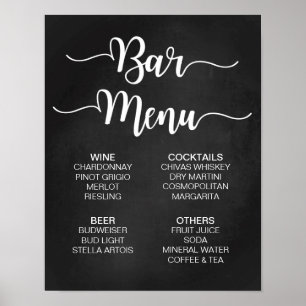 Bar Menu Wedding Sign Modern Calligraphy