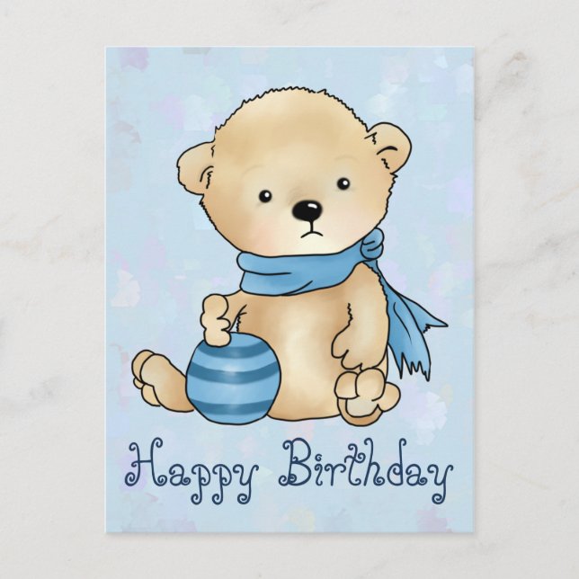 Bär mit Ball, blau Postcard (Front)