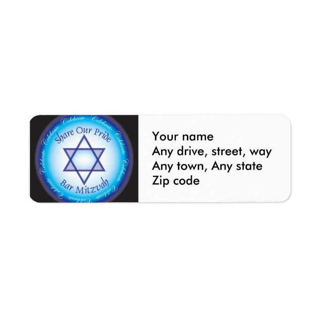 Bar Mitzvah Address return label Return Address Label (Front)