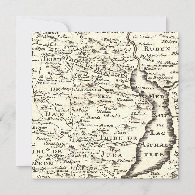 Bar Mitzvah Antique Map, Tribes of Israel Save The Date (Front)
