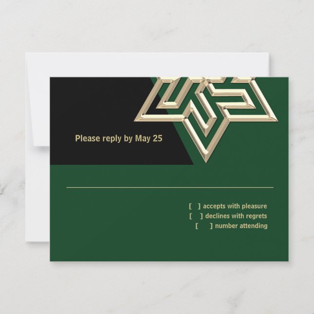 Bar Mitzvah Any Colour with Gold Star of David RSV RSVP Card (Front)