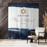 Bar Mitzvah Backdrop | Blue Watercolor Abstract Tapestry<br><div class="desc">Elevate your Bar Mitzvah celebration with our stunning Gold Foil Blue Watercolor Abstract Backdrop. This beautifully designed piece is easy to personalise, allowing you to create a unique atmosphere that reflects your celebration's theme. Designed by CaMiDesigns, this backdrop is perfect for photo opportunities and adds a touch of elegance to...</div>