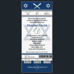 Bar Mitzvah Baseball Ticket Invitation<br><div class="desc">Navy Blue, White and Grey Baseball Ticket with the Star of David for your Bar Mitzvah Invitation. Two football helmets for your initials and centre Star of David in a faded blue colour. If you need a different colour combination or any other design changes please email paula@labellarue.com BEFORE CUSTOMIZING OR...</div>