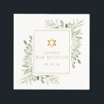 Bar Mitzvah, Bat Mitzvah Watercolor Greenery  Napkin<br><div class="desc">Featuring delicate watercolor leaves and an elegant gold star of David,  this chic Bar Mitzvah / Bar Mitzvah napkin can be personalised with your special event information. Designed by Thisisnotme©</div>