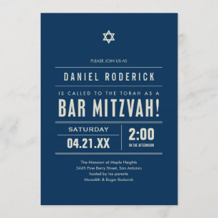 Bar Mitzvah Big Type Invitations