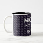 Bar Mitzvah Birthday Modern Pattern Two-Tone Coffee Mug<br><div class="desc">Happy Bar Mitzvah Birthday Modern Pattern Design with text template/ Monogram / Navy Blue colour / Religious Event Celebration</div>