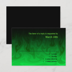 Bar Mitzvah Black and Green Waves RSVP Card