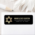 Bar Mitzvah Black Gold Bold Simple Return Address Return Address Label<br><div class="desc">Be proud, rejoice and celebrate this milestone of your favourite Bar Mitzvah whenever you use this sophisticated, personalised return address label! Bold, white and faux gold sans serif typography and a faux gold Star of David overlay a sophisticated, dramatic black background. Personalise the custom text with your name and address....</div>