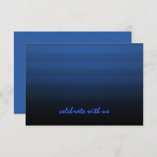 Bar Mitzvah Blue and Black Horizontal Stripe RSVP Card